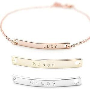 Personalized Name Bracelet For Women Custom Engraved Name Bar Bracelet 925
